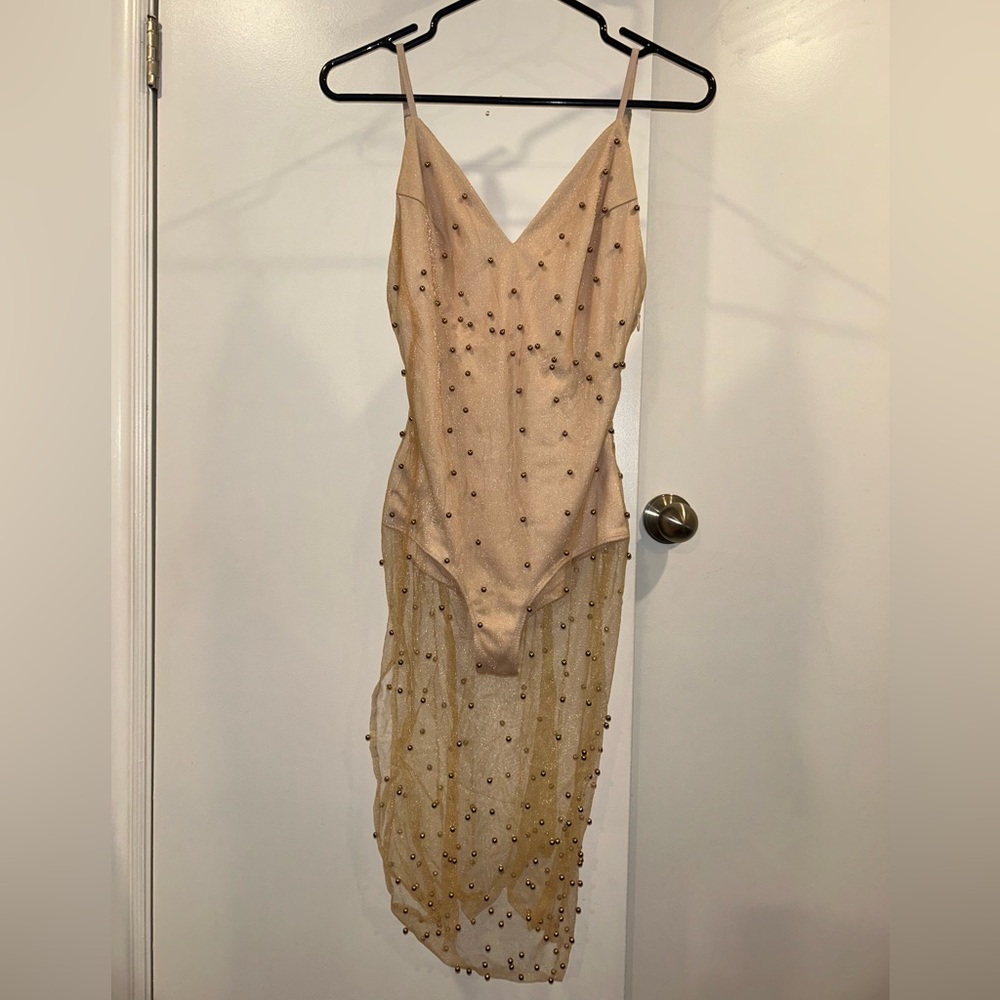 Elegant Beaded Mesh Dress